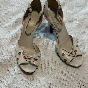 Via Spiga White Heels with Multicolor Accents